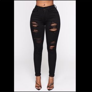 Black Distressed Jeans